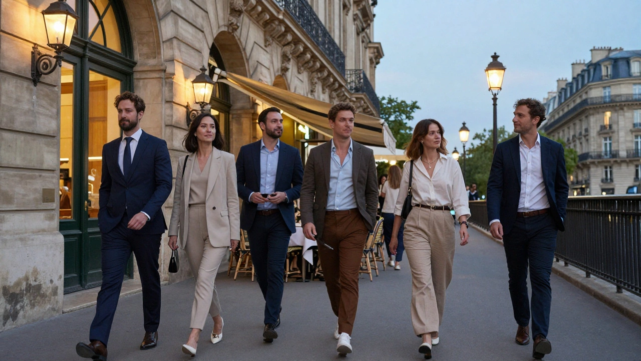 Professional companions in Paris engaging in cultural activities: museum visit, wine tasting, and evening walk.